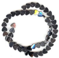 16 inch strand of 8mm Hematite Heart Beads